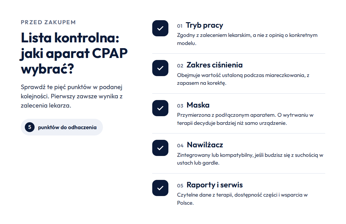 Lista kontrolna przed zakupem aparatu CPAP w 5 punktach